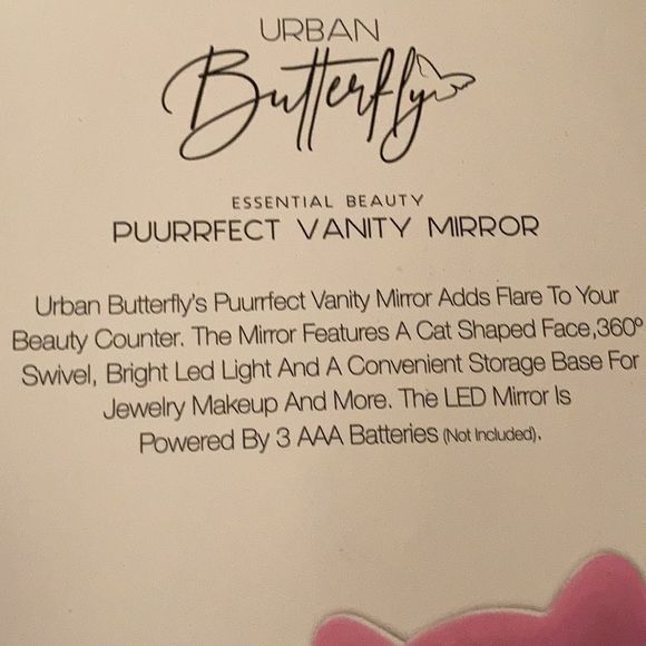 Lighted Mirror Cat Ears Pink & white LED light New - Picture 6 of 10